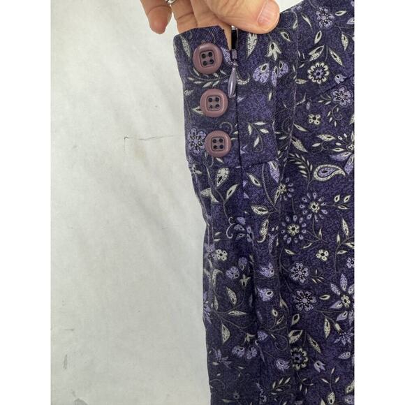 VINTAGE Y2K 90s Women Midi Skirt Talbots purple floral rayon Cottagecore 14 - Picture 7 of 8